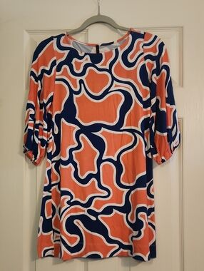 YETTS Navy & Peach Patternes Summer Dress